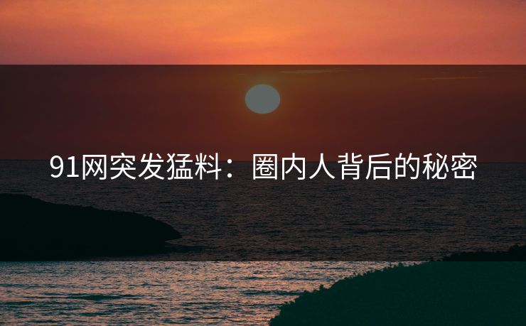 91网突发猛料：圈内人背后的秘密
