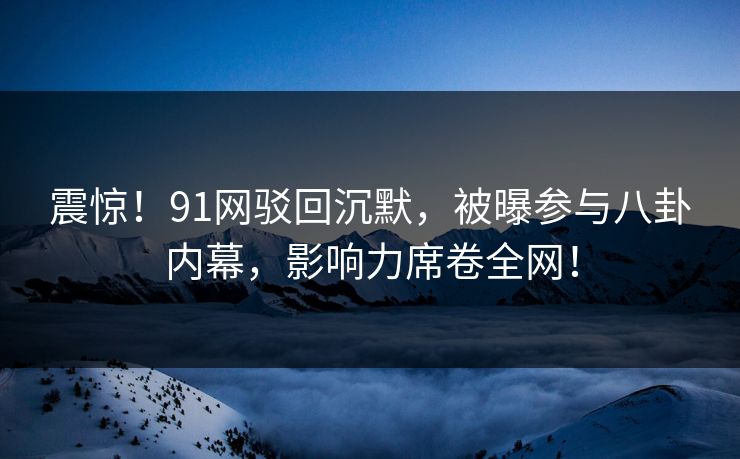震惊！91网驳回沉默，被曝参与八卦内幕，影响力席卷全网！