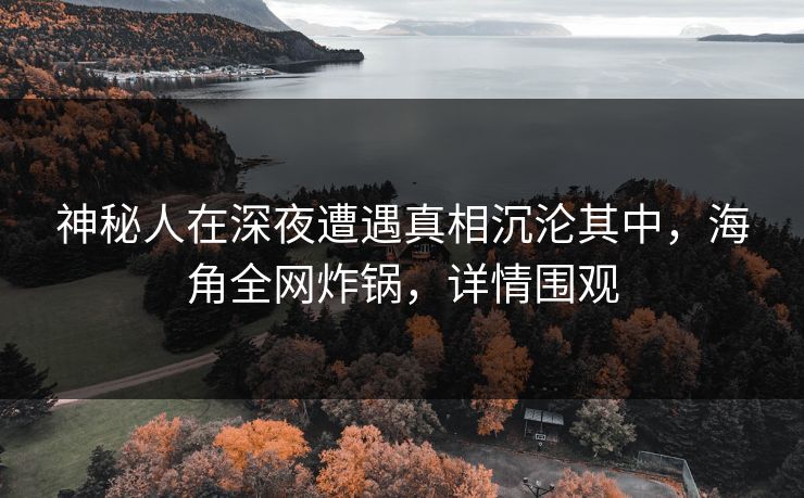 神秘人在深夜遭遇真相沉沦其中，海角全网炸锅，详情围观